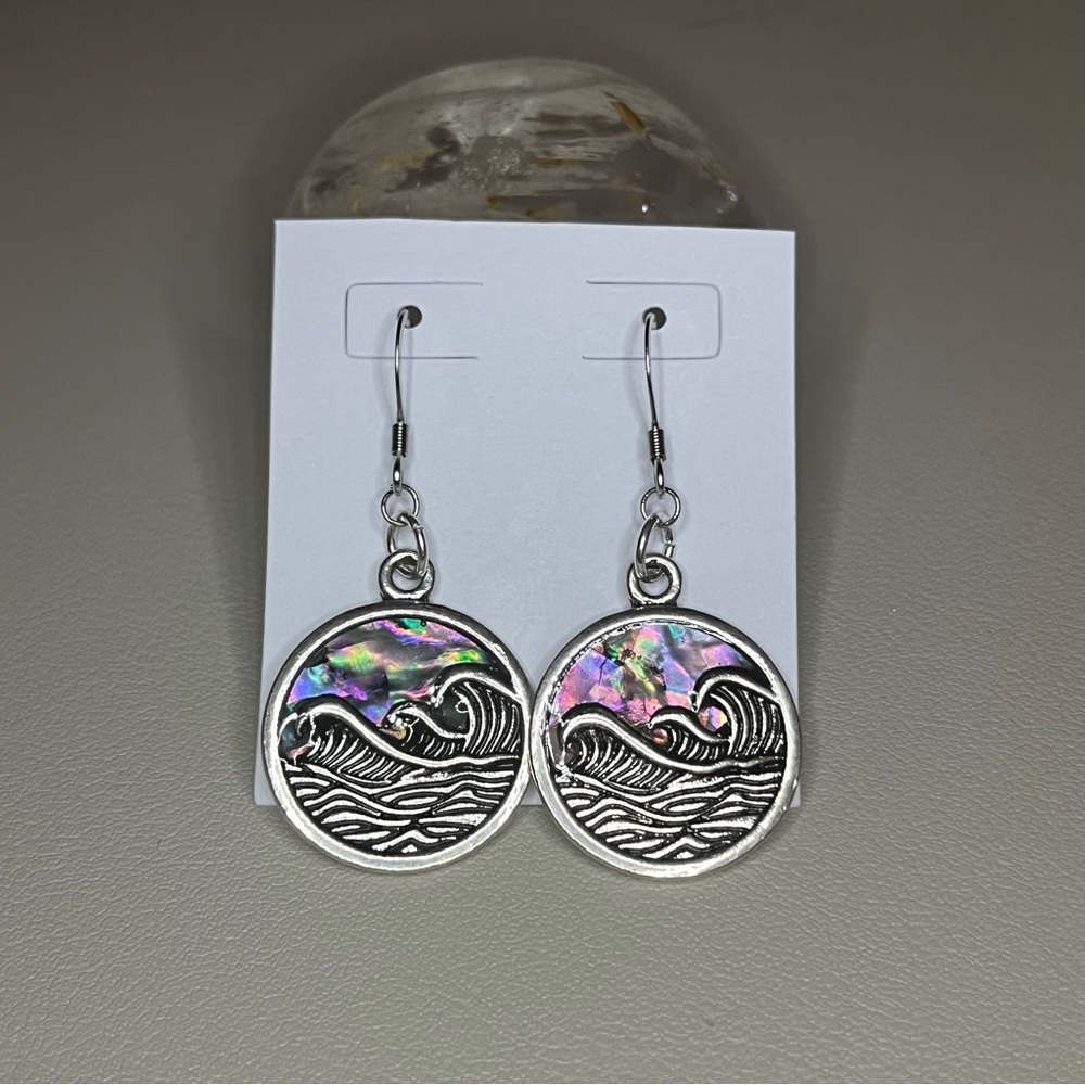 Wave Charm Earrings - Stainless Steel - Nickel Free